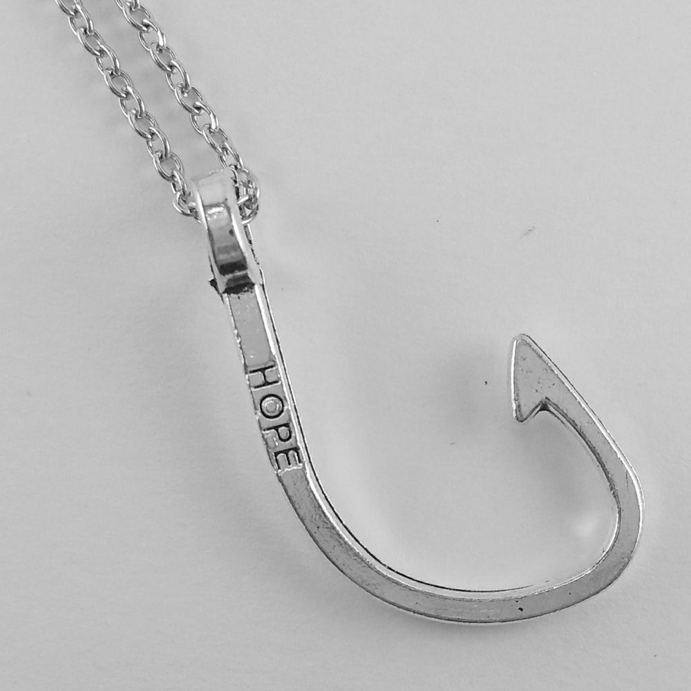 Silver Hope Fishing Hook Necklace
